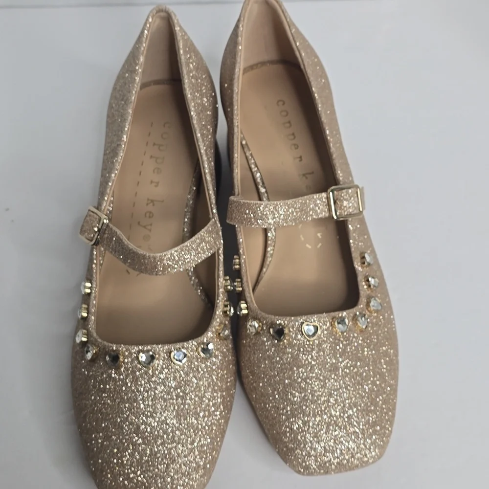 Copper Key Cece Sparkle Heart Mary Jane Pumps Girls 4M